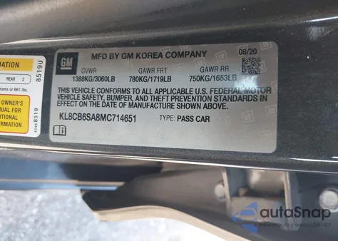 2021 Chevrolet Spark Fwd Ls Automatic from USA, damaged, VIN KL8CB6SA8MC714651